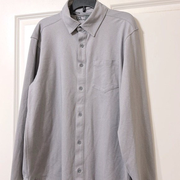 VRST Mens Medium Gray Performance Stretch Long Sleeve Button Up Shirt - Picture 11 of 14